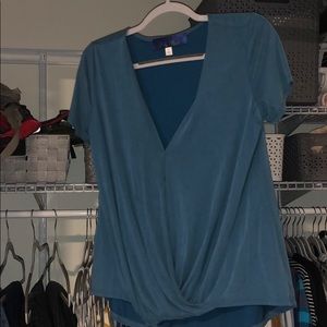 Teal plunge top